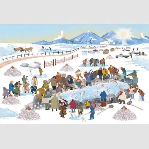 Chagan Lake Winter Fishing Jigsaw Puzzle