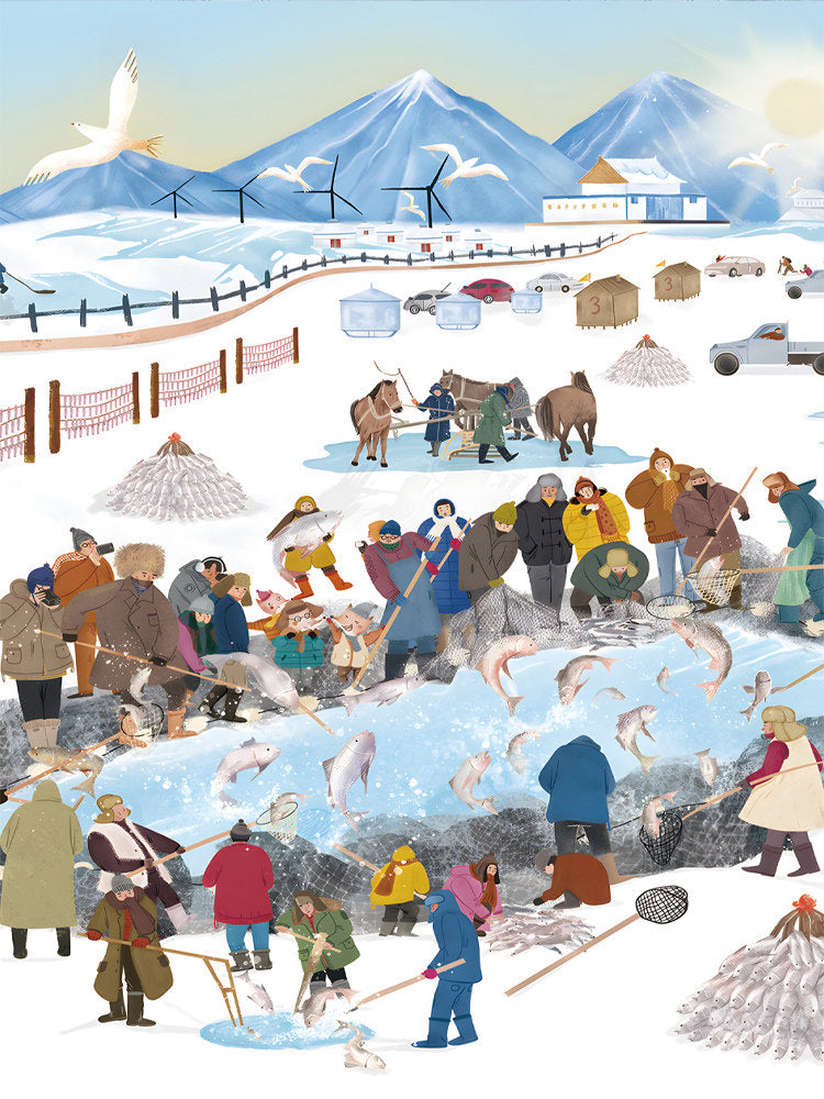 Chagan Lake Winter Fishing Jigsaw Puzzle